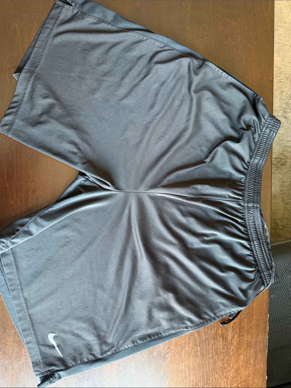 Nike Black Performance Dry Fit Shorts with White Swoosh